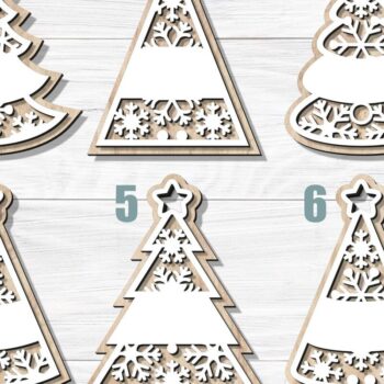 Intra απο ξύλο plywood Χρώμα wenge 3mm-4mm πάχος - Χριστουγεννιάτικο Δέντρο , Κοπής Laser Δίασταση 6x6 cm INTRAFABR-104389607 - Image 2