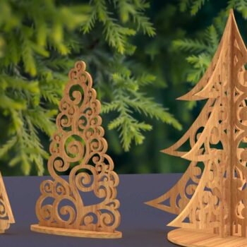 Intra απο ξύλο plywood  Χρώμα wenge 3mm-4mm πάχος - Χριστουγεννιάτικο Δέντρο Δίασταση 20x20 cm INTRAFABR-104389639 - Image 1