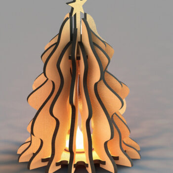 Intra απο ξύλο plywood  Χρώμα wenge 3mm-4mm πάχος - Θήκη ρεσώ Χριστουγέννων Laser Δίασταση 20x20 cm INTRAFABR-104389697 - Image 3