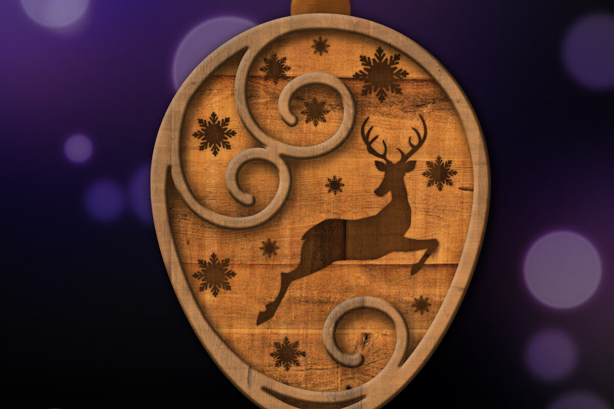 Intra απο ξύλο plywood  Χρώμα wenge 3mm-4mm πάχος - Παιχνίδι Χριστουγεννιάτικου Δέντρου, Στολίδι ελαφιών Δίασταση 4x4 cm INTRAFABR-101130042