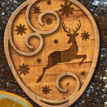 Intra απο ξύλο plywood  Χρώμα wenge 3mm-4mm πάχος - Παιχνίδι Χριστουγεννιάτικου Δέντρου, Στολίδι ελαφιών Δίασταση 4x4 cm INTRAFABR-101130042 - Image 2