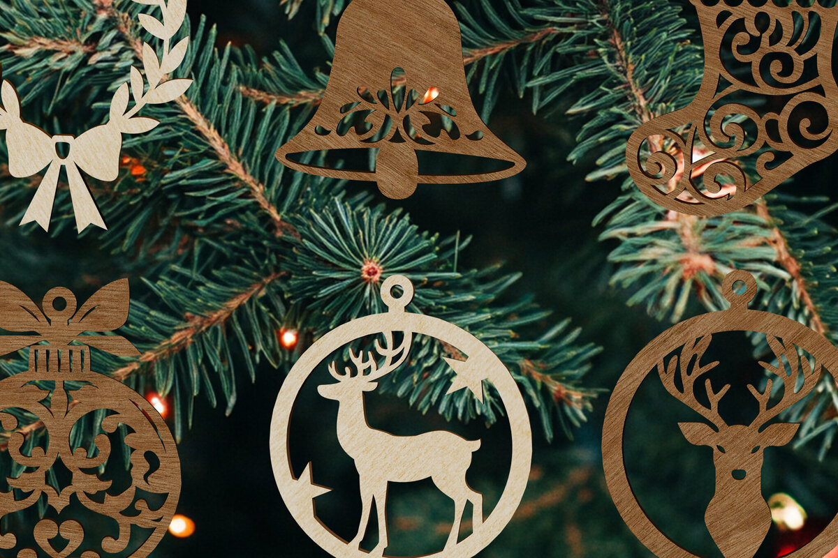 Intra απο ξύλο plywood  Χρώμα wenge 3mm-4mm πάχος - Σετ στολίδια χριστουγεννιάτικου δέντρου Δίασταση 3x3 cm INTRAFABR-104164252