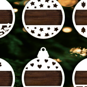 Intra απο ξύλο plywood  Χρώμα wenge 3mm-4mm πάχος - Χριστουγεννιάτικο Δέντρο Παιχνίδια Μπιχλιμπίδι Κόψιμο με λέιζερ Δίασταση 6x6 cm INTRAFABR-104163939