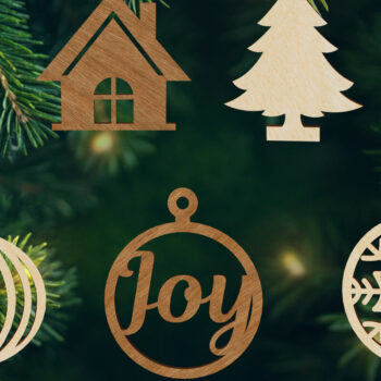 Intra απο ξύλο plywood  Χρώμα wenge 3mm-4mm πάχος - Διακοσμητικό Πακέτο με παιχνίδια Χριστουγεννιάτικο Δέντρο Δίασταση 6x7 cm INTRAFABR-38278975 - Image 1