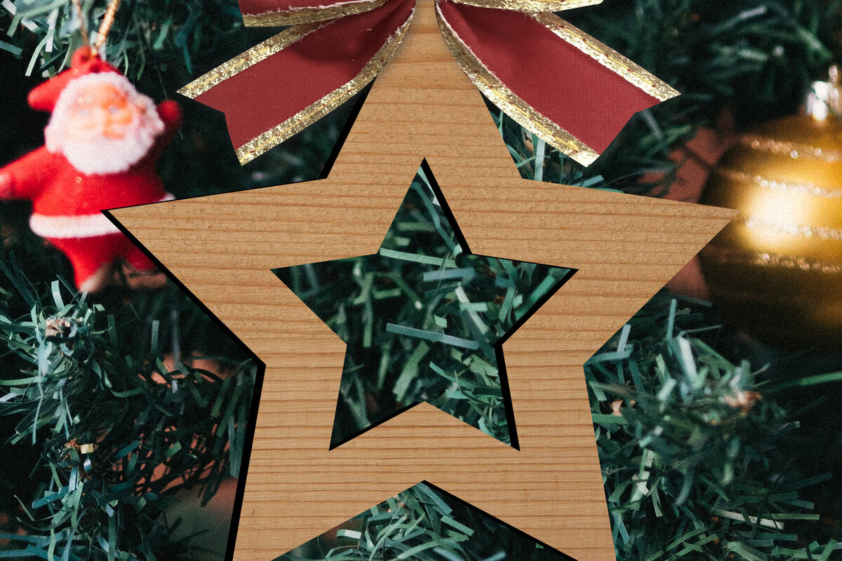 Intra απο ξύλο plywood  Χρώμα wenge 3mm-4mm πάχος - Παιχνίδια Χριστουγεννιάτικου Δέντρου Δίασταση 15x15 cm INTRAFABR-80042371