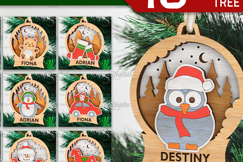 Intra απο ξύλο plywood  Χρώμα wenge 3mm-4mm πάχος - Πακέτο κοπής με λέιζερ παιχνιδιών χριστουγεννιάτικου δέντρου Δίασταση 15x15 cm INTRAFABR-79859629