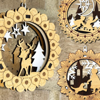 Intra απο ξύλο plywood Χρώμα wenge 3mm-4mm πάχος - Χριστουγεννιάτικο Δέντρο Παιχνίδια Σετ Στολίδι Δίασταση 3x3 cm INTRAFABR-79893661 - Image 1