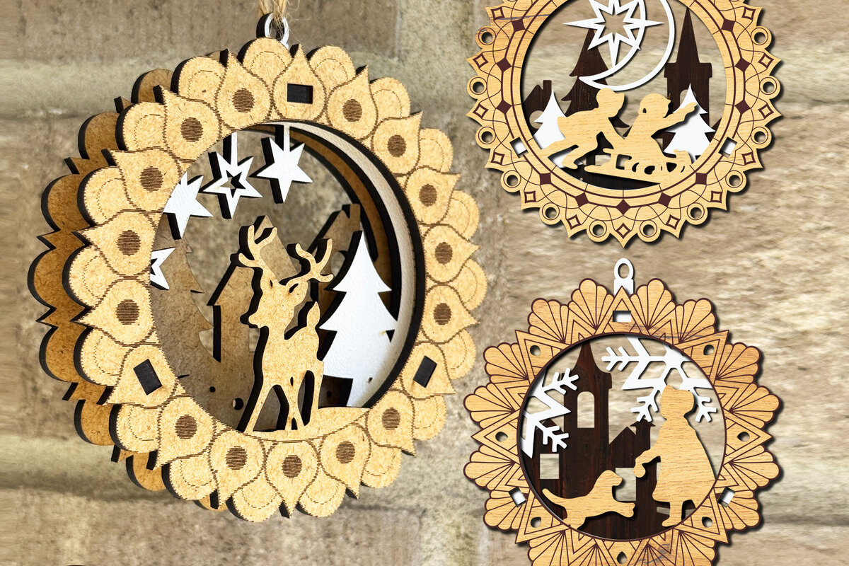 Intra απο ξύλο plywood  Χρώμα wenge 3mm-4mm πάχος - Χριστουγεννιάτικο Δέντρο Παιχνίδια Σετ Στολίδι Δίασταση 3x3 cm INTRAFABR-79893661