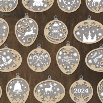 Intra απο ξύλο plywood  Χρώμα wenge 3mm-4mm πάχος - Χριστουγεννιάτικο Δέντρο Παιχνίδια Σετ στολίδια Δίασταση 4x4 cm INTRAFABR-12701942 - Image 1