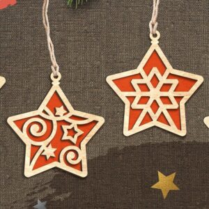 Intra απο ξύλο plywood  Χρώμα wenge 3mm-4mm πάχος - Χριστουγεννιάτικο Δέντρο Παιχνίδια Αστέρια / Δίασταση 6x6 cm INTRAFABR-78945729