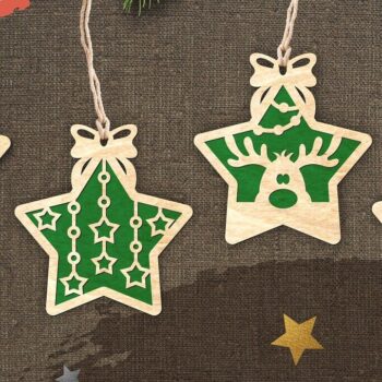 Intra απο ξύλο plywood Χρώμα wenge 3mm-4mm πάχος - Χριστουγεννιάτικο Δέντρο Παιχνίδια Stars_vol3 Δίασταση 6x6 cm INTRAFABR-78944688 - Image 1