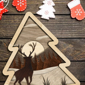 Intra απο ξύλο plywood  Χρώμα wenge 3mm-4mm πάχος - Πρότυπο χειμερινής κοπής λέιζερ Χριστουγεννιάτικου δέντρου Δίασταση 5x8 cm INTRAFABR-74886502 - Image 2