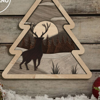 Intra απο ξύλο plywood  Χρώμα wenge 3mm-4mm πάχος - Πρότυπο χειμερινής κοπής λέιζερ Χριστουγεννιάτικου δέντρου Δίασταση 5x8 cm INTRAFABR-74886502 - Image 3