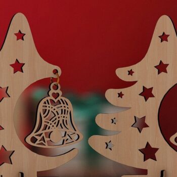 Intra απο ξύλο plywood  Χρώμα wenge 3mm-4mm πάχος - Χριστουγεννιάτικο δέντρο με μοτίβο διακόσμηση Δίασταση 30x20 cm INTRAFABR-74886590 - Image 2