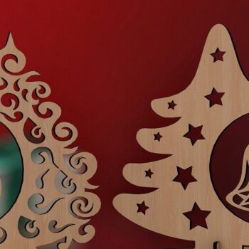 Intra απο ξύλο plywood  Χρώμα wenge 3mm-4mm πάχος - Χριστουγεννιάτικο δέντρο με μοτίβο διακόσμηση Δίασταση 30x20 cm INTRAFABR-74886590 - Image 3