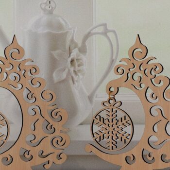 Intra απο ξύλο plywood  Χρώμα wenge 3mm-4mm πάχος - Χριστουγεννιάτικο δέντρο με μοτίβο διακόσμηση Δίασταση 30x20 cm INTRAFABR-74886590 - Image 6