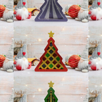 Intra απο ξύλο plywood  Χρώμα wenge 3mm-4mm πάχος - Χριστουγεννιάτικα δέντρα 3D Layered Cut Files Δίασταση 20x25 cm INTRAFABR-74886871 - Image 2