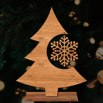 Intra απο ξύλο plywood Χρώμα wenge 3mm-4mm πάχος - Στάση κοπής με λέιζερ Χριστουγεννιάτικα δέντρα Δίασταση 20x20 cm INTRAFABR-74887166 - Image 1