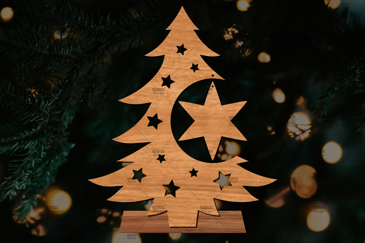 Intra απο ξύλο plywood  Χρώμα wenge 3mm-4mm πάχος - Στάση κοπής με λέιζερ Χριστουγεννιάτικα δέντρα Δίασταση 20x20 cm INTRAFABR-101413075