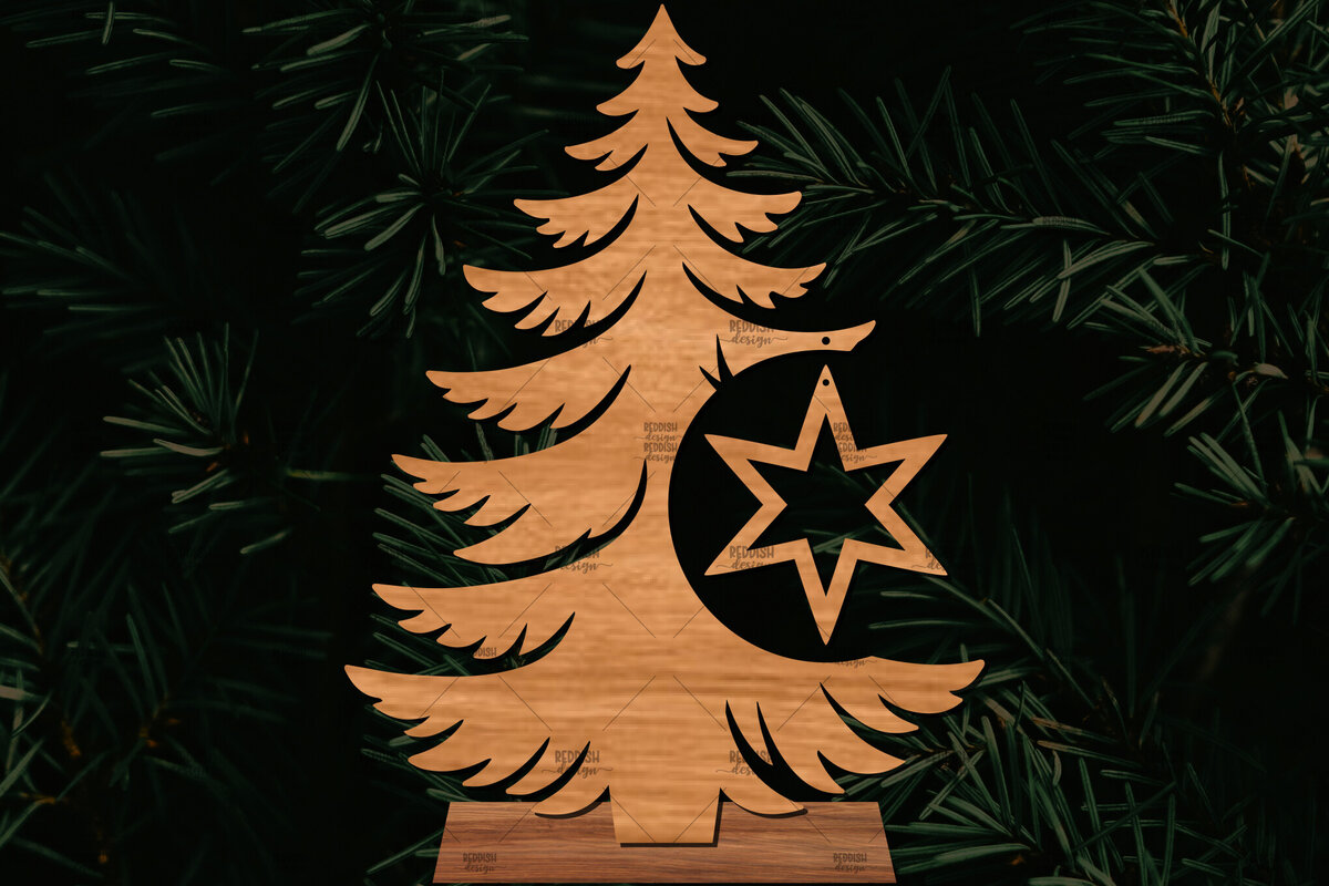 Intra απο ξύλο plywood  Χρώμα wenge 3mm-4mm πάχος - Στάση κοπής με λέιζερ Χριστουγεννιάτικα δέντρα Δίασταση 20x20 cm INTRAFABR-101413184