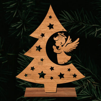 Intra απο ξύλο plywood Χρώμα wenge 3mm-4mm πάχος - Στάση κοπής με λέιζερ Χριστουγεννιάτικα δέντρα Δίασταση 20x20 cm INTRAFABR-74886076 - Image 1