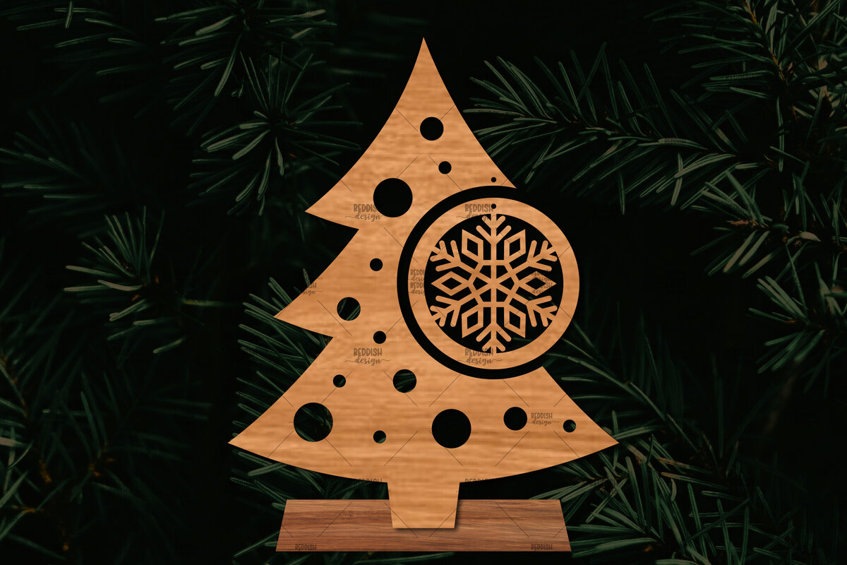 Intra απο ξύλο plywood  Χρώμα wenge 3mm-4mm πάχος - Στάση κοπής με λέιζερ Χριστουγεννιάτικα δέντρα Δίασταση 20x20 cm INTRAFABR-101413547