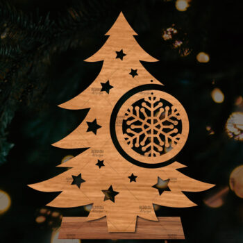 Intra απο ξύλο plywood Χρώμα wenge 3mm-4mm πάχος - Στάση κοπής με λέιζερ Χριστουγεννιάτικα δέντρα Δίασταση 20x20 cm INTRAFABR-101414343 - Image 1