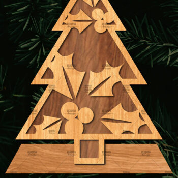 Intra απο ξύλο plywood  Χρώμα wenge 3mm-4mm πάχος - Στάση κοπής με λέιζερ Χριστουγεννιάτικα δέντρα Δίασταση 20x20 cm INTRAFABR-101756320 - Image 1