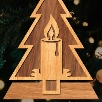 Intra απο ξύλο plywood  Χρώμα wenge 3mm-4mm πάχος - Στάση κοπής με λέιζερ Χριστουγεννιάτικα δέντρα Δίασταση 20x20 cm INTRAFABR-101756348 - Image 1