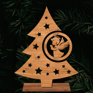 Intra απο ξύλο plywood  Χρώμα wenge 3mm-4mm πάχος - Στάση κοπής με λέιζερ Χριστουγεννιάτικα δέντρα Δίασταση 20x20 cm INTRAFABR-101756537