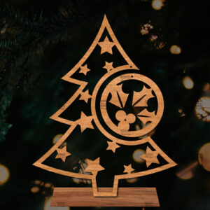 Intra απο ξύλο plywood  Χρώμα wenge 3mm-4mm πάχος - Στάση κοπής με λέιζερ Χριστουγεννιάτικα δέντρα Δίασταση 20x20 cm INTRAFABR-101756567