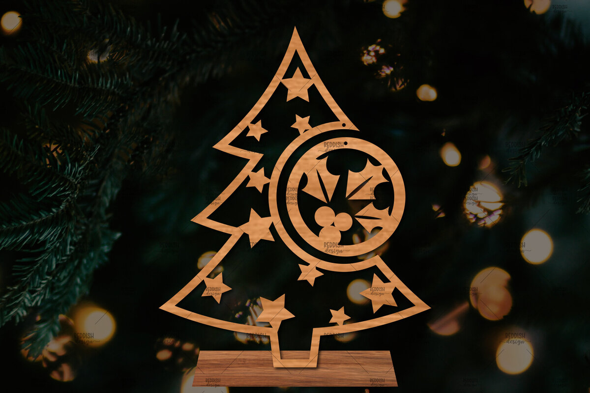 Intra απο ξύλο plywood  Χρώμα wenge 3mm-4mm πάχος - Στάση κοπής με λέιζερ Χριστουγεννιάτικα δέντρα Δίασταση 20x20 cm INTRAFABR-101756567