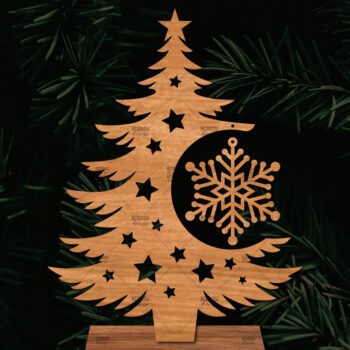 Intra απο ξύλο plywood  Χρώμα wenge 3mm-4mm πάχος - Στάση κοπής με λέιζερ Χριστουγεννιάτικα δέντρα Δίασταση 20x20 cm INTRAFABR-101756255 - Image 1