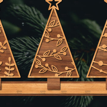 Intra απο ξύλο plywood Χρώμα wenge 3mm-4mm πάχος - Χριστουγεννιάτικα δέντρα με λέιζερ Δίασταση 20x20 cm INTRAFABR-100534867 - Image 1