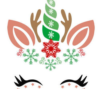 Intra απο ξύλο plywood  Χρώμα wenge 3mm-4mm πάχος - Χριστουγεννιάτικο πρόσωπο μονόκερου, διανυσματικά σχέδια Δίασταση 15x15 cm INTRAFABR-100535851 - Image 1