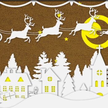 Intra απο ξύλο plywood  Χρώμα wenge 3mm-4mm πάχος - Χριστουγεννιάτικο χωριό τρισδιάστατο κομμένο από χαρτί Δίασταση 15x15 cm INTRAFABR-105053855 - Image 2