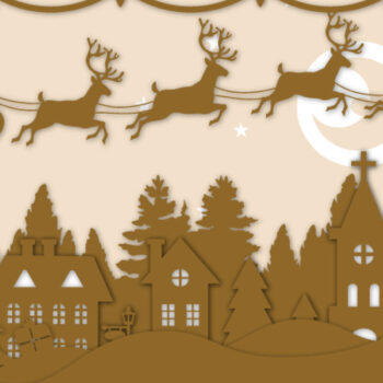 Intra απο ξύλο plywood  Χρώμα wenge 3mm-4mm πάχος - Χριστουγεννιάτικο χωριό τρισδιάστατο κομμένο από χαρτί Δίασταση 15x15 cm INTRAFABR-105053855 - Image 3