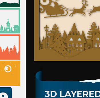 Intra απο ξύλο plywood  Χρώμα wenge 3mm-4mm πάχος - Χριστουγεννιάτικο χωριό τρισδιάστατο κομμένο από χαρτί Δίασταση 15x15 cm INTRAFABR-105053855 - Image 4