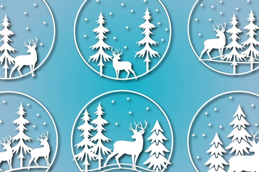 Intra απο ξύλο plywood  Χρώμα wenge 3mm-4mm πάχος - Πακέτο Χριστουγεννιάτικου Χωριού Ελαφιών Δίασταση 30x20 cm INTRAFABR-105053902