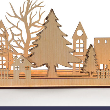 Intra απο ξύλο plywood Χρώμα wenge 3mm-4mm πάχος - με λέιζερ Χριστουγεννιάτικου χωριού Δίασταση 30x20 cm INTRAFABR-76588466 - Image 1