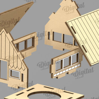 Intra απο ξύλο plywood  Χρώμα wenge 3mm-4mm πάχος - Χριστουγεννιάτικου χωριού. Χριστουγεννιάτικη διακόσμηση Δίασταση 15x15 cm INTRAFABR-76588483 - Image 2