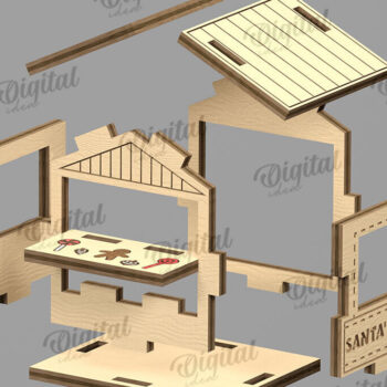 Intra απο ξύλο plywood  Χρώμα wenge 3mm-4mm πάχος - Χριστουγεννιάτικου χωριού. Χριστουγεννιάτικη διακόσμηση Δίασταση 15x15 cm INTRAFABR-76588401 - Image 2