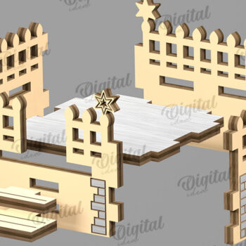 Intra απο ξύλο plywood  Χρώμα wenge 3mm-4mm πάχος - Χριστουγεννιάτικου χωριού. Χριστουγεννιάτικη διακόσμηση Δίασταση 15x15 cm INTRAFABR-76588401 - Image 3