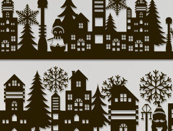 Intra απο ξύλο plywood  Χρώμα wenge 3mm-4mm πάχος - Πακέτο χριστουγεννιάτικου χωριού Paper Cut Δίασταση 15x15 cm INTRAFABR-105340405 - Image 4