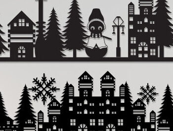 Intra απο ξύλο plywood  Χρώμα wenge 3mm-4mm πάχος - Πακέτο χριστουγεννιάτικου χωριού Paper Cut Δίασταση 15x15 cm INTRAFABR-105340405 - Image 5