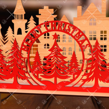 Intra απο ξύλο plywood  Χρώμα wenge 3mm-4mm πάχος - Χριστουγεννιάτικο χωριό Scene Δίασταση 15x15 cm INTRAFABR-105340459 - Image 1