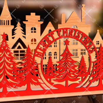 Intra απο ξύλο plywood  Χρώμα wenge 3mm-4mm πάχος - Χριστουγεννιάτικο χωριό Scene Δίασταση 15x15 cm INTRAFABR-105340459 - Image 3