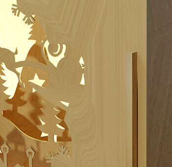 Intra απο ξύλο plywood  Χρώμα wenge 3mm-4mm πάχος - CHRISTMAS Village Shadow Box Δίασταση 25x25 cm INTRAFABR-105340492 - Image 3