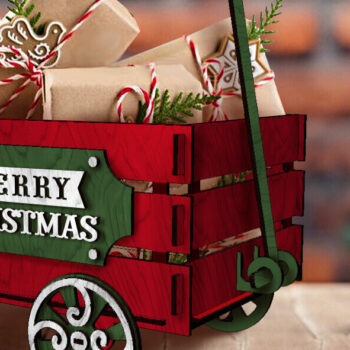 Intra απο ξύλο plywood  Χρώμα wenge 3mm-4mm πάχος - Christmas Wagon | για Laser και Cut Δίασταση 15x15 cm INTRAFABR-105340588 - Image 3