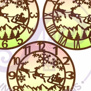 Intra απο ξύλο plywood  Χρώμα wenge 3mm-4mm πάχος - κοπής με λέιζερ Χριστουγεννιάτικο ρολόι τοίχου Δίασταση 30x20 cm INTRAFABR-103869374 - Image 4